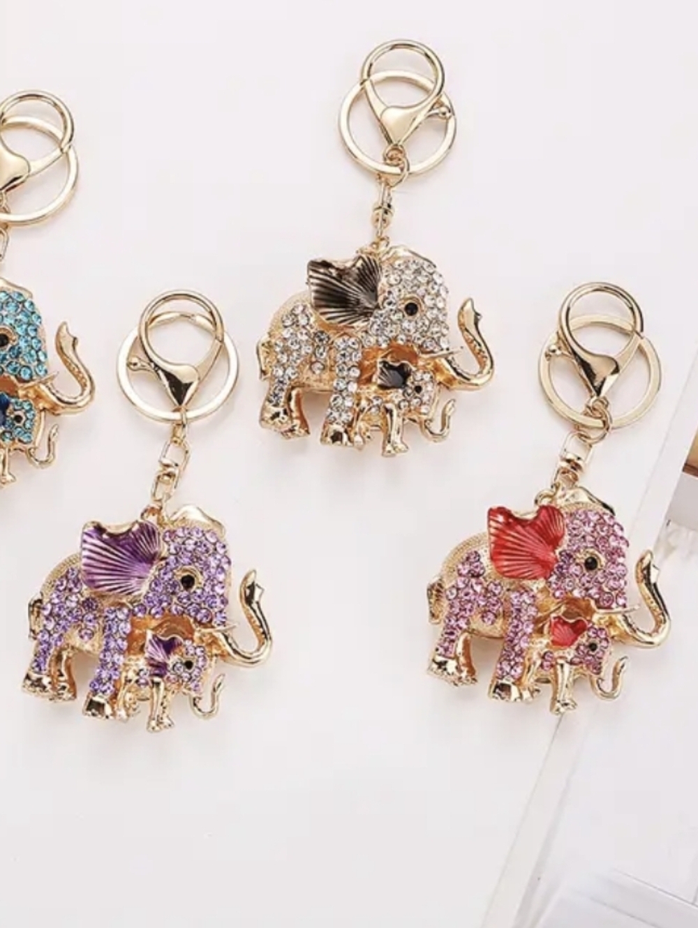 Personalized Elephant Rhinestone Bag Charm & Keychain 🩷🐘 💜— “Cherished Love”
